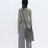 Patchwork Drawstring Vintage Plaid Backpack Y2k Aesthetic Grunge Schoolbags Streetwear Y2k Aesthetic Backpacks for Women